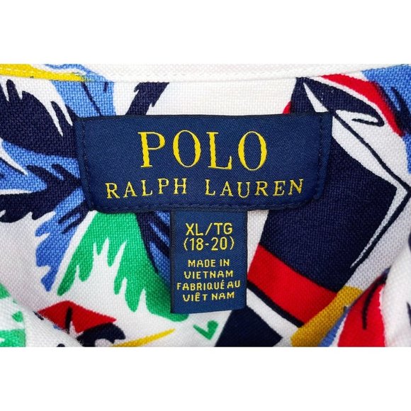 Polo Ralph Lauren Nautical Bearwaiian Print Button Front Shirt Boys XL 18-20 - Picture 5 of 5